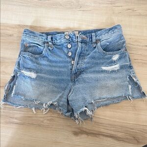 We The Free Light Blue Distressed Jean Shorts